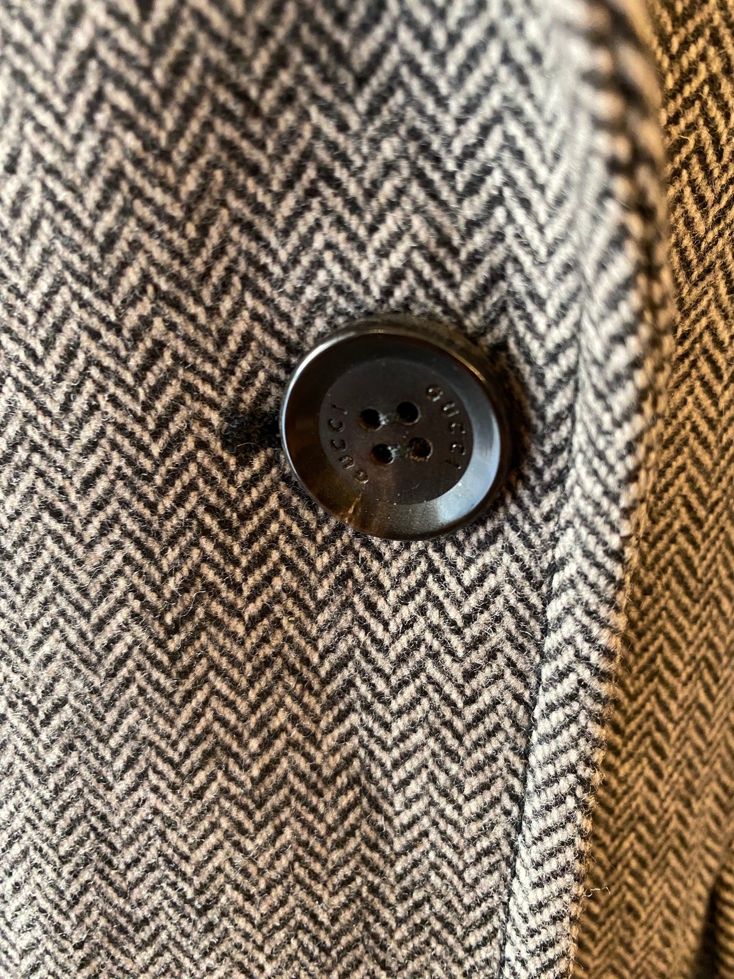 GUCCI Wool Blazer Black & Beige Size It 44