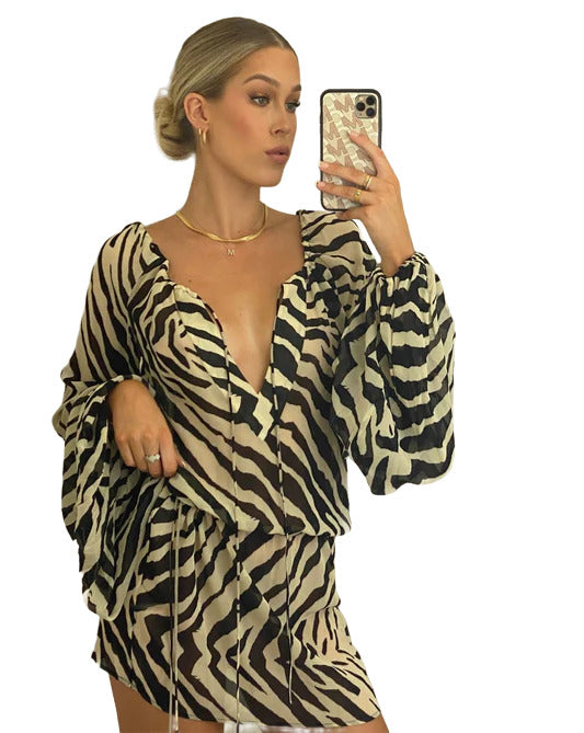 RAT & BOA Kikka Mini Dress - Zebra Print Size S