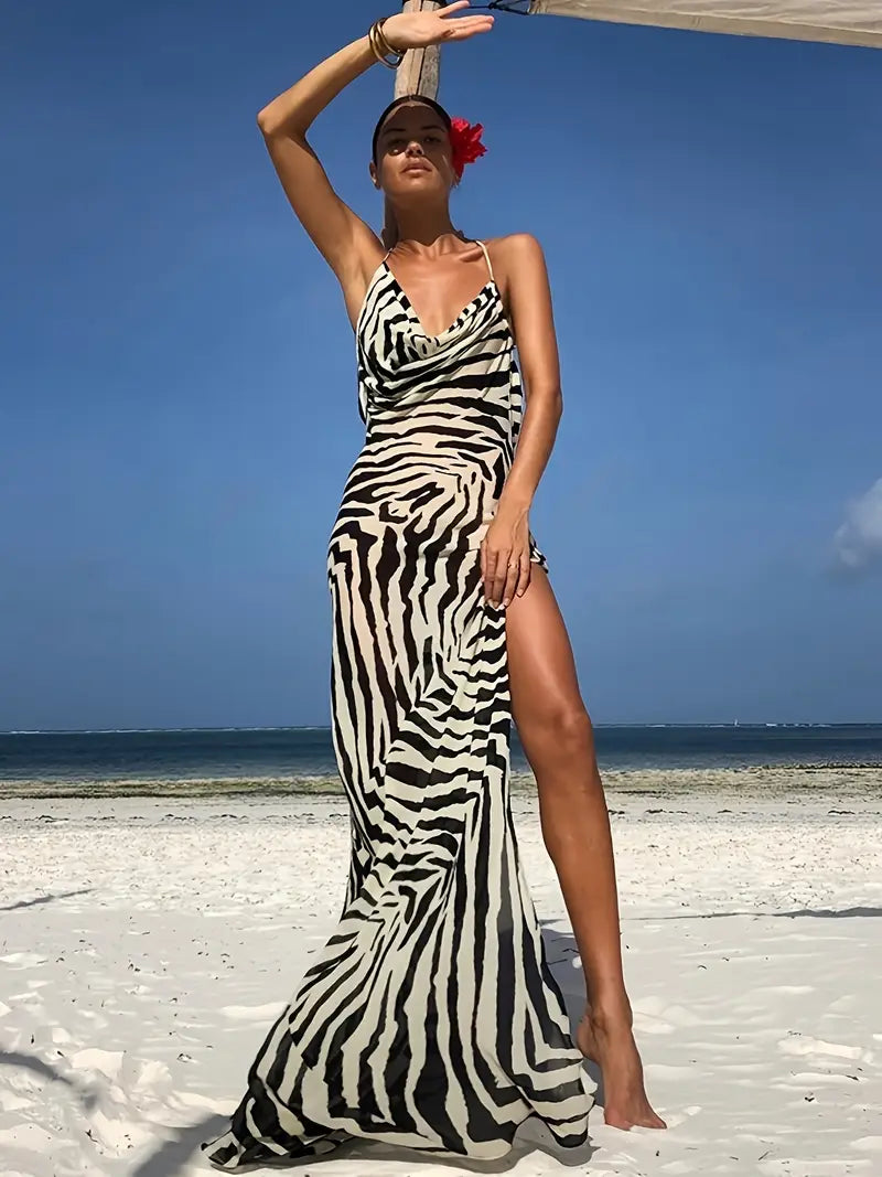 RAT & BOA Zinnia Maxi Dress - Zebra Print Size S
