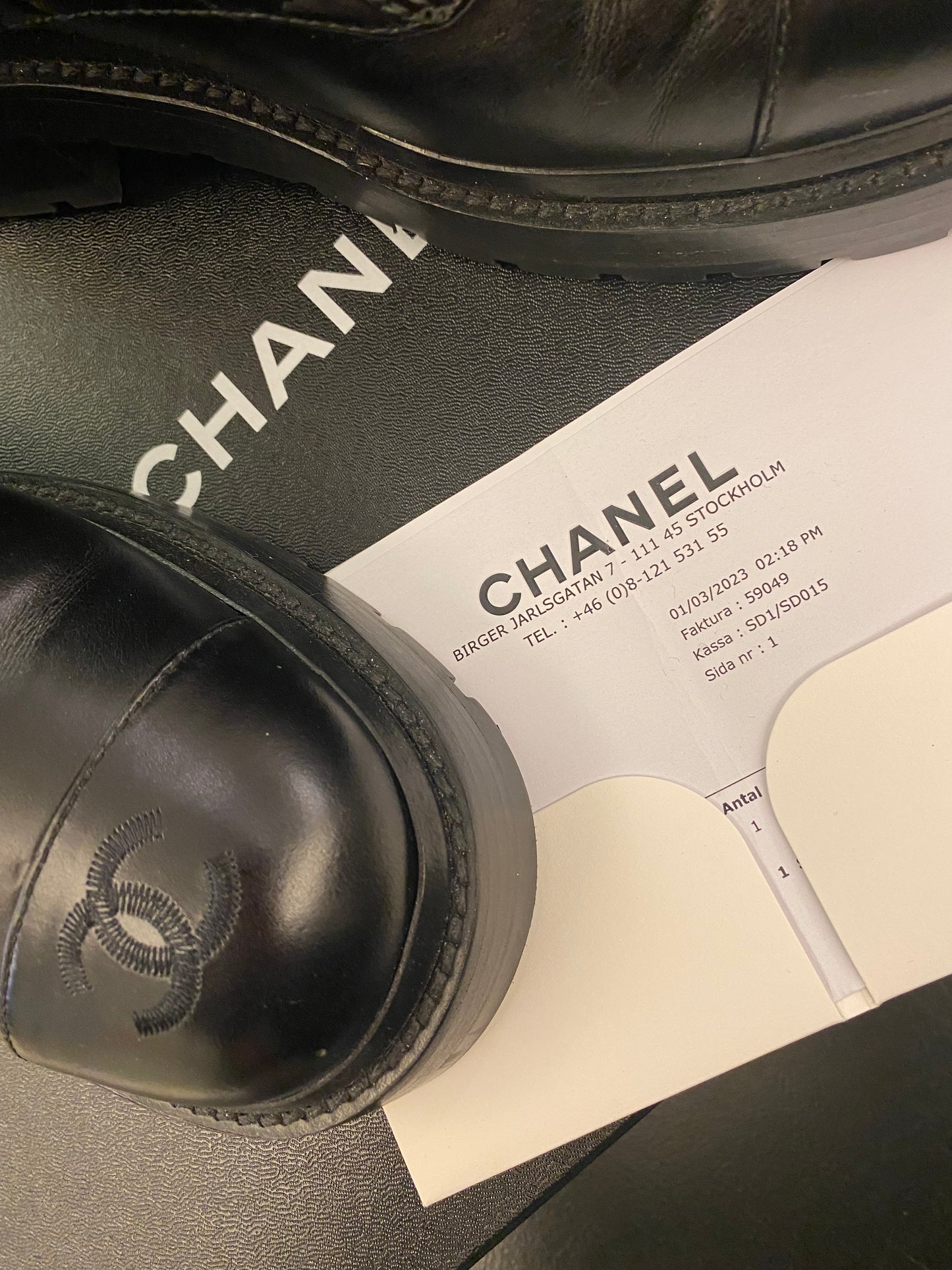 CHANEL Leather CC Chain Link Logo Boots Size 38,5
