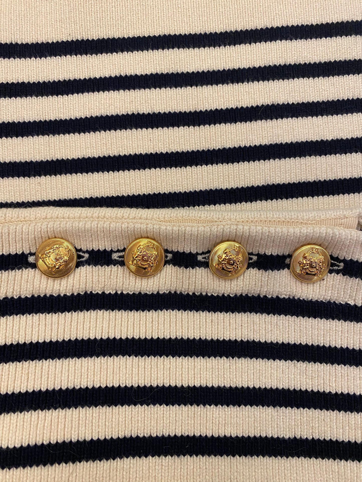 CELINE Striped Logo Boatneck Sweater Size M