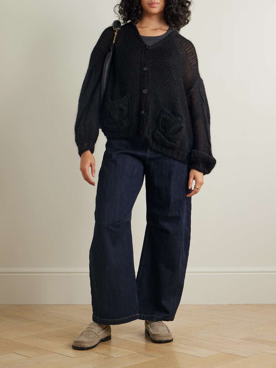 LOEWE Anagram Embroidered Mohair Cardigan Size XS