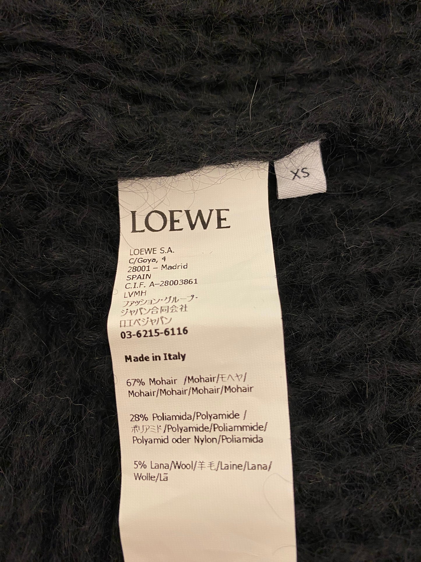 LOEWE Anagram Embroidered Mohair Cardigan Size XS
