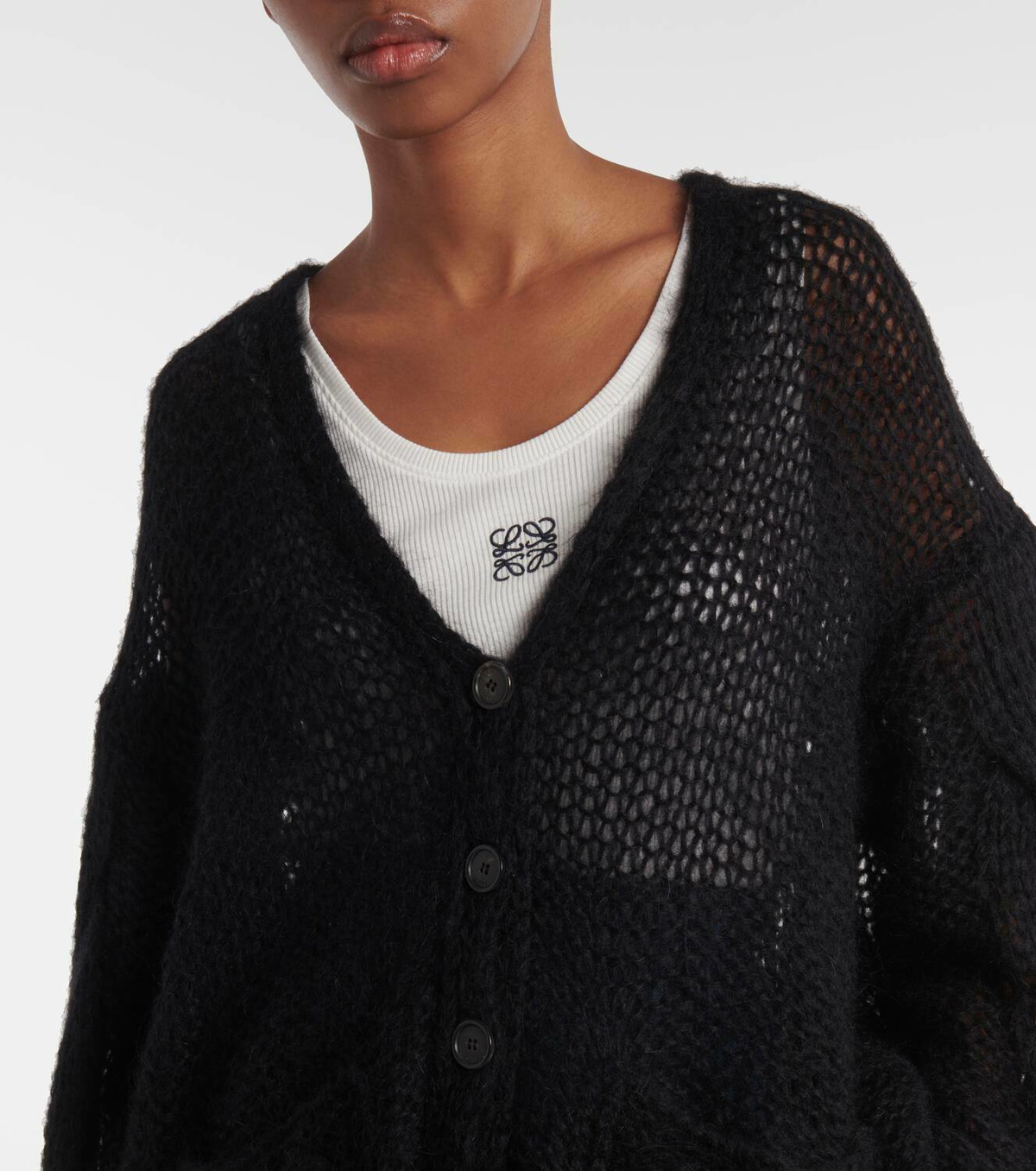 LOEWE Anagram Embroidered Mohair Cardigan Size XS