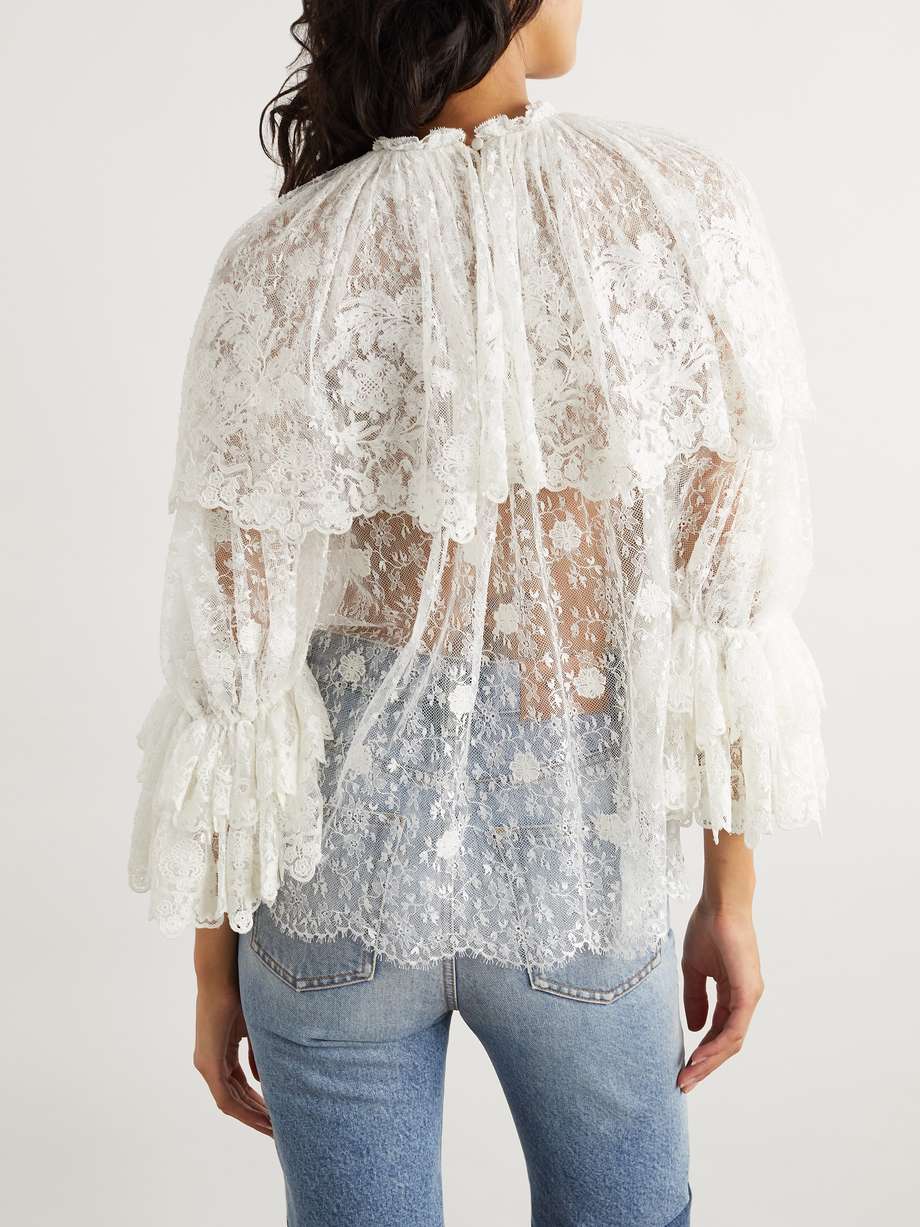 CHLOE Floral Lace Embroidered Blouse Size S