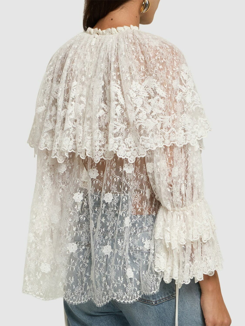 CHLOE Floral Lace Embroidered Blouse Size S