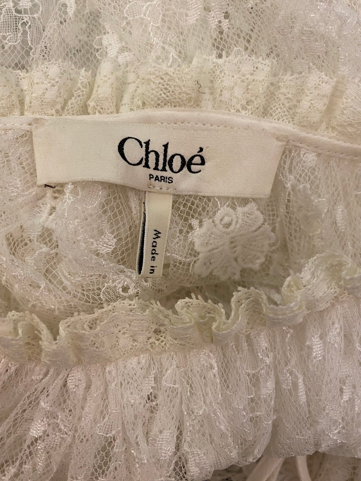 CHLOE Floral Lace Embroidered Blouse Size S