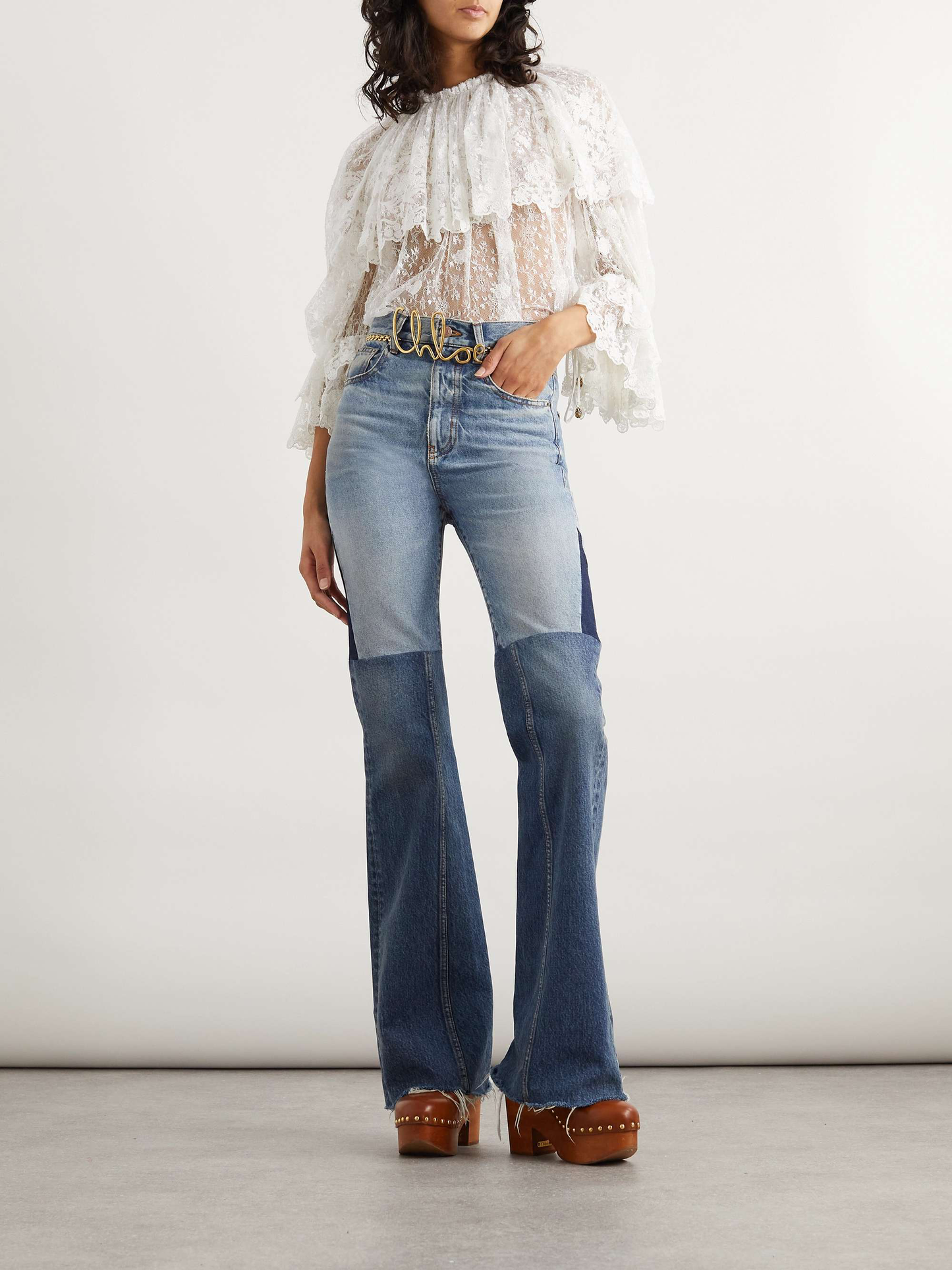 CHLOE Floral Lace Embroidered Blouse Size S