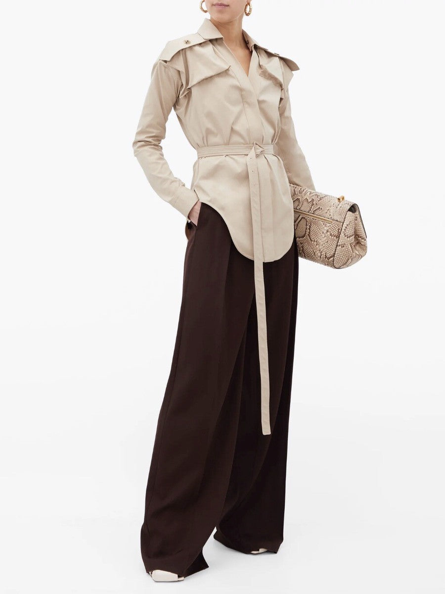 BOTTEGA VENETA Beige Belted Shirt Size It 42