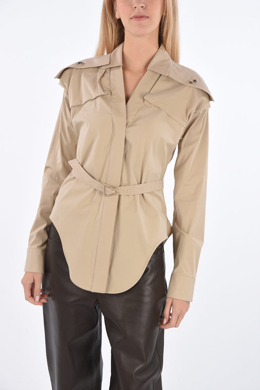 BOTTEGA VENETA Beige Belted Shirt Size It 42