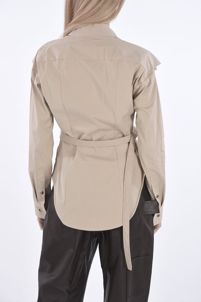 BOTTEGA VENETA Beige Belted Shirt Size It 42