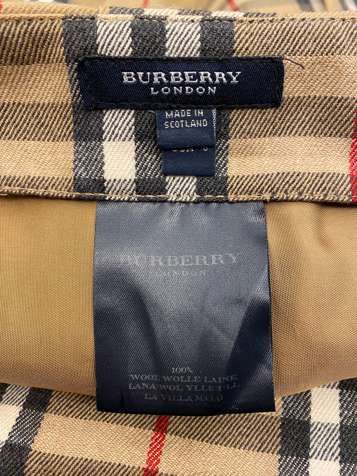 BURBERRY Wool Check Skirt Size 36/38