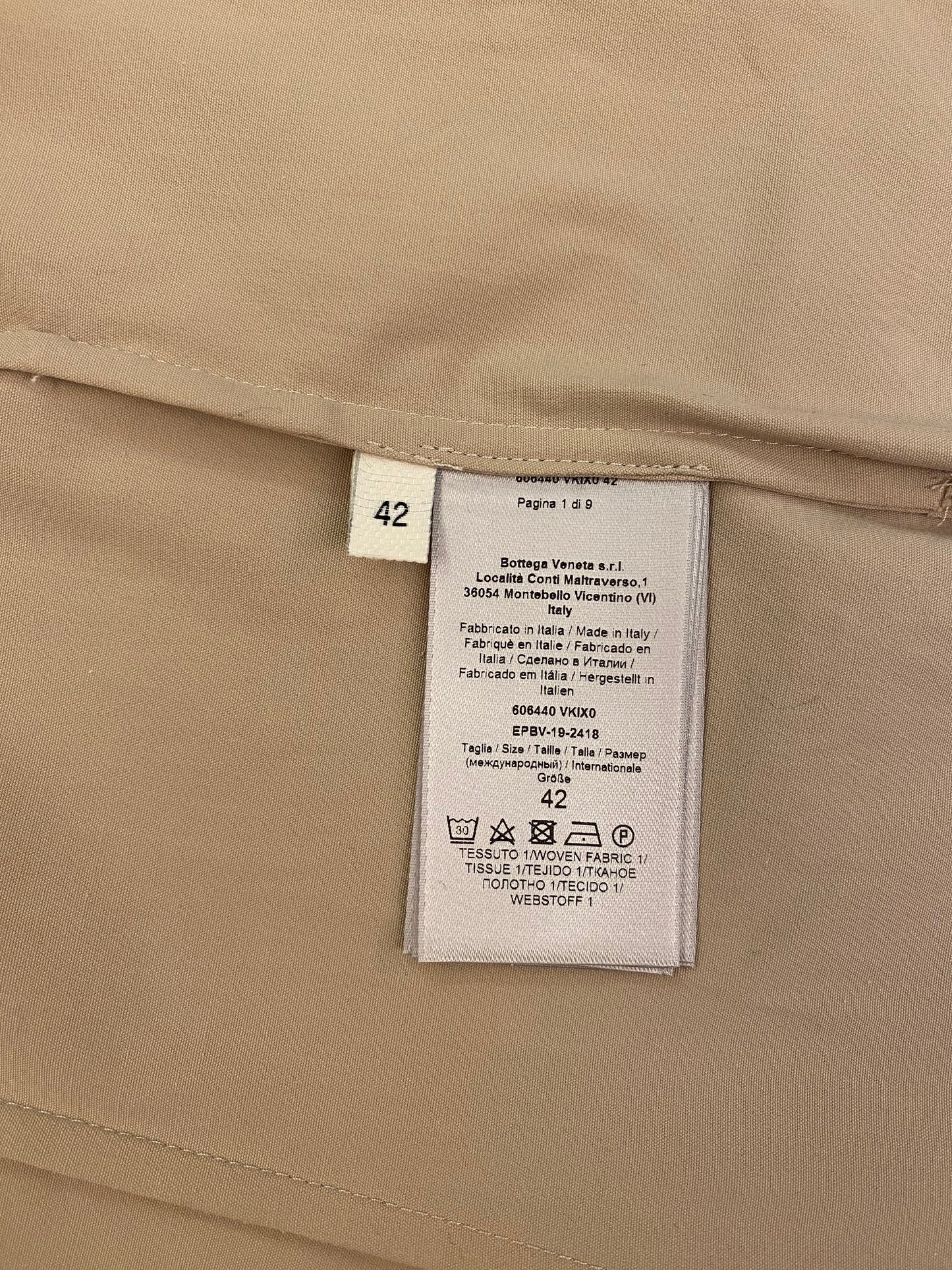 BOTTEGA VENETA Beige Belted Shirt Size It 42