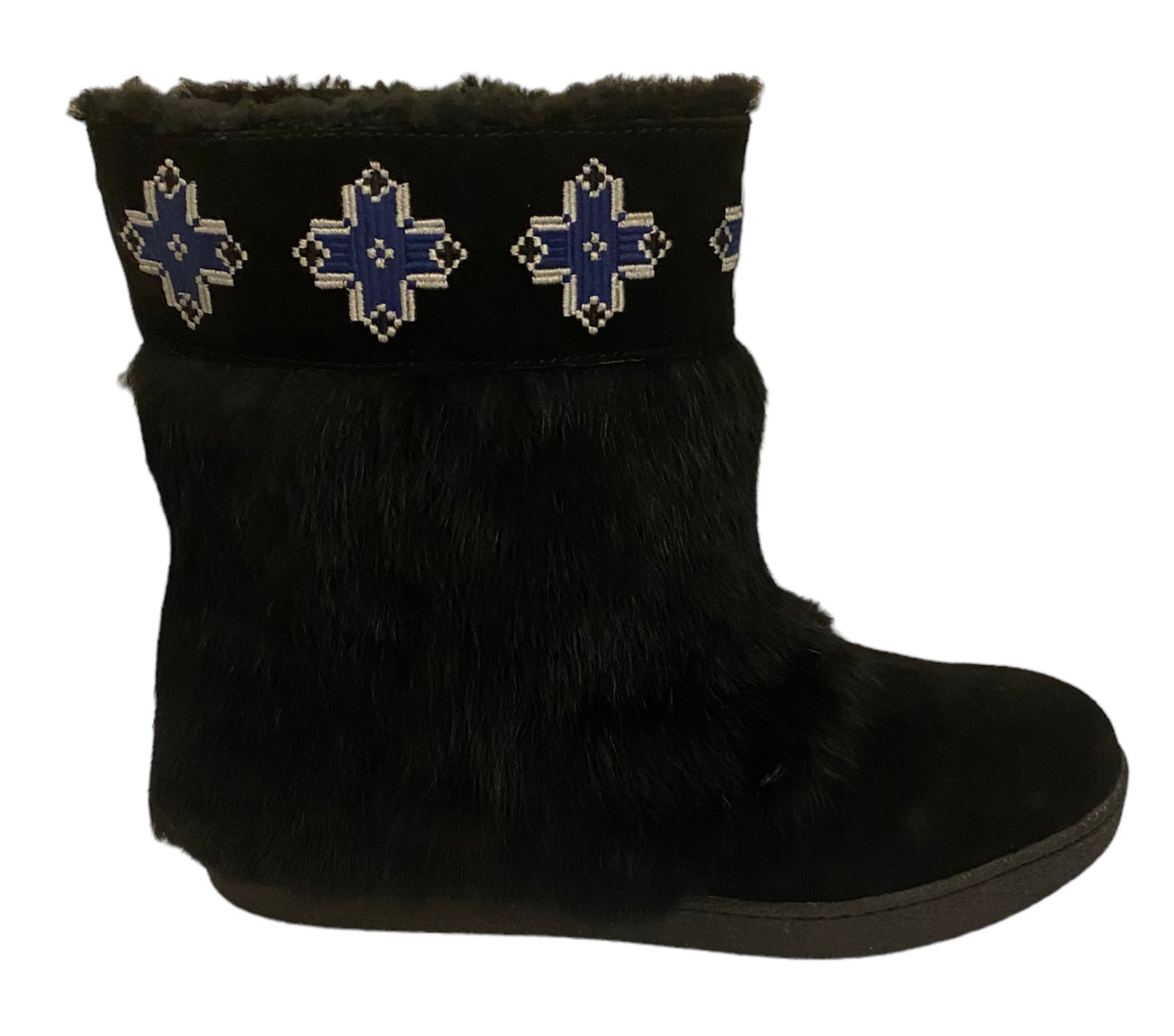 TORY BURCH Embroidered Fur Bootie Size 8 Eu 39