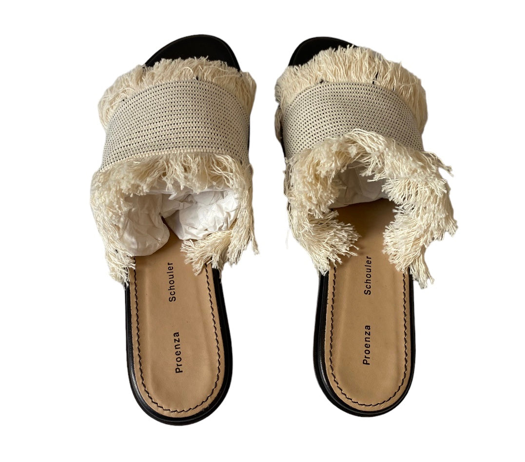 PROENZA SCHOULER Fringed Canvas Sliders Size 40