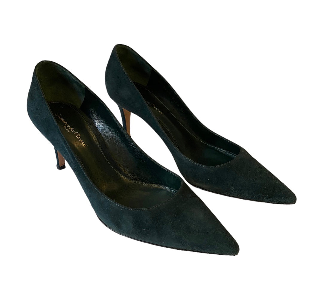 GIANVITO ROSSI Green Suede Leather Pumps Size 40