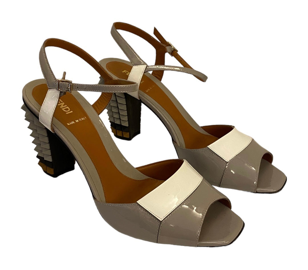 FENDI Two Tone Patent Leather Sandals Size 39,5