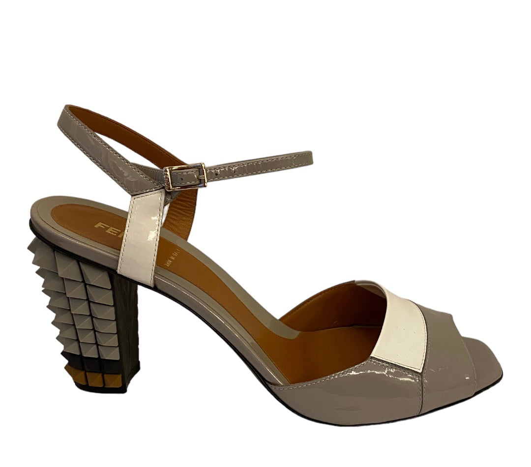 FENDI Two Tone Patent Leather Sandals Size 39,5