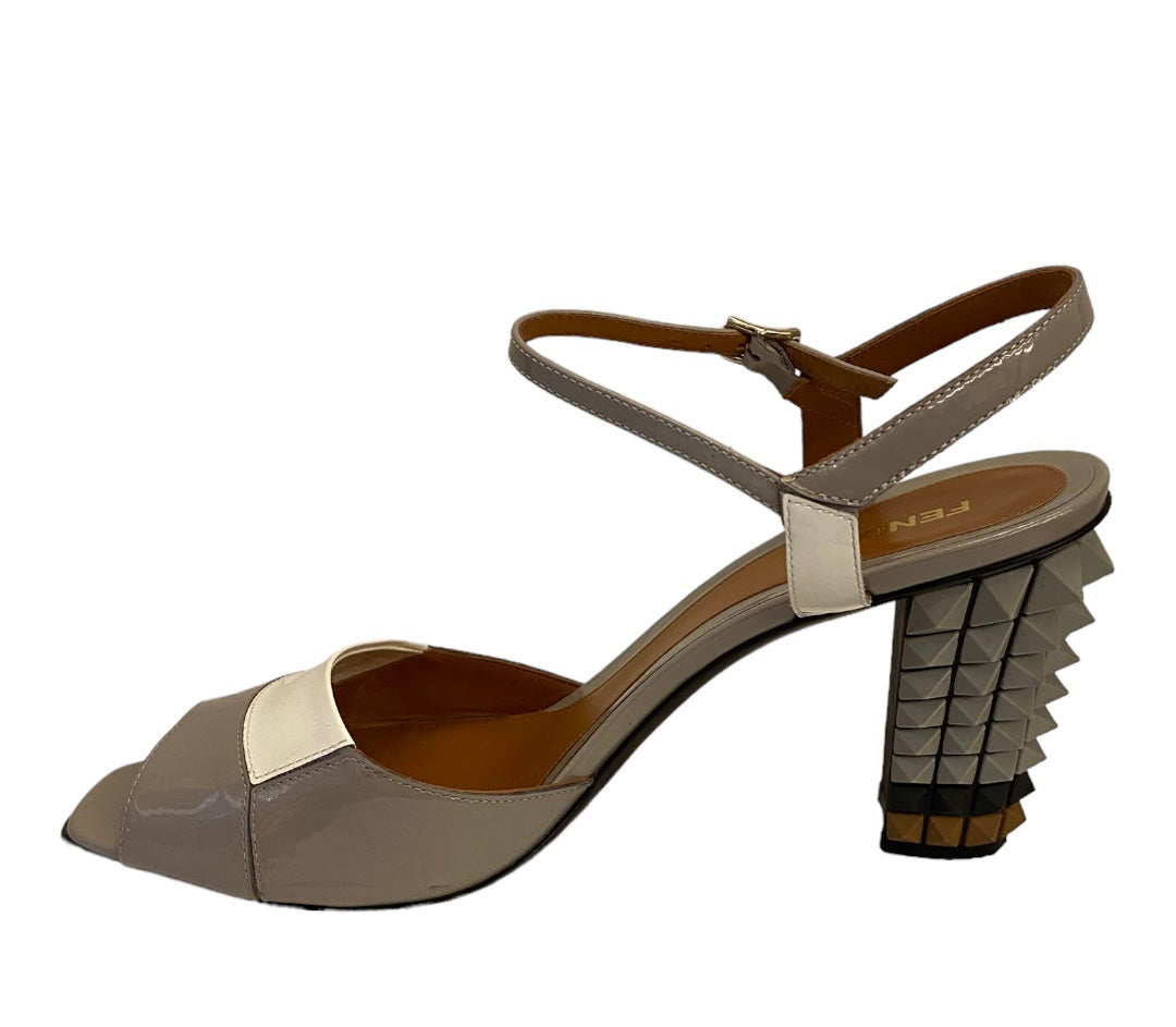 FENDI Two Tone Patent Leather Sandals Size 39,5