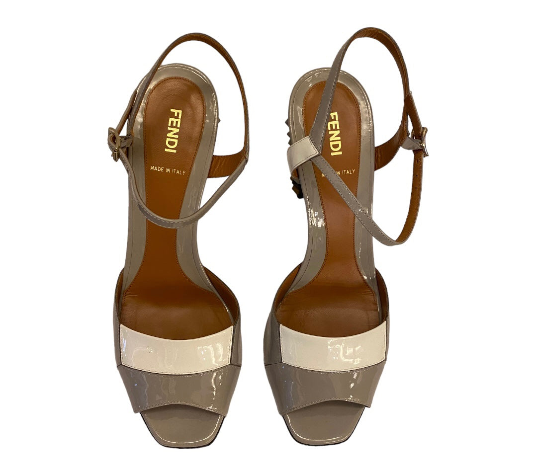 FENDI Two Tone Patent Leather Sandals Size 39,5