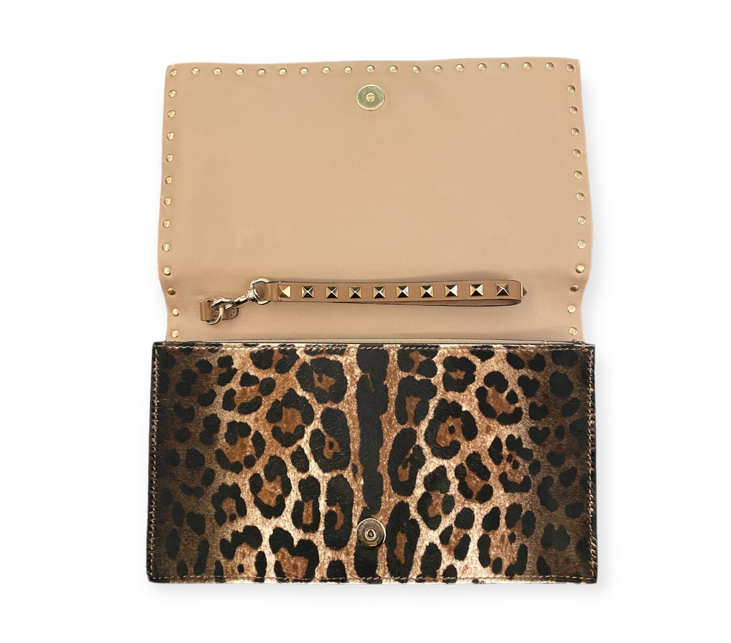 VALENTINO Leopard Print Rockstud Clutch Bag