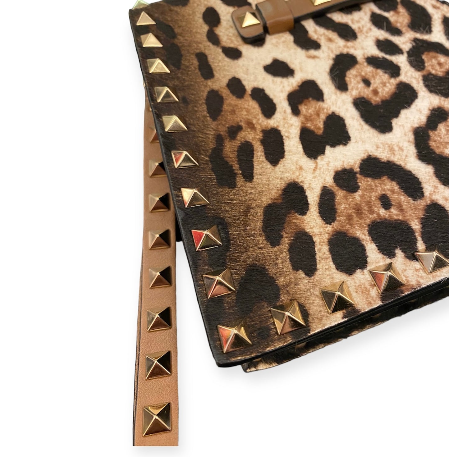 VALENTINO Leopard Print Rockstud Clutch Bag