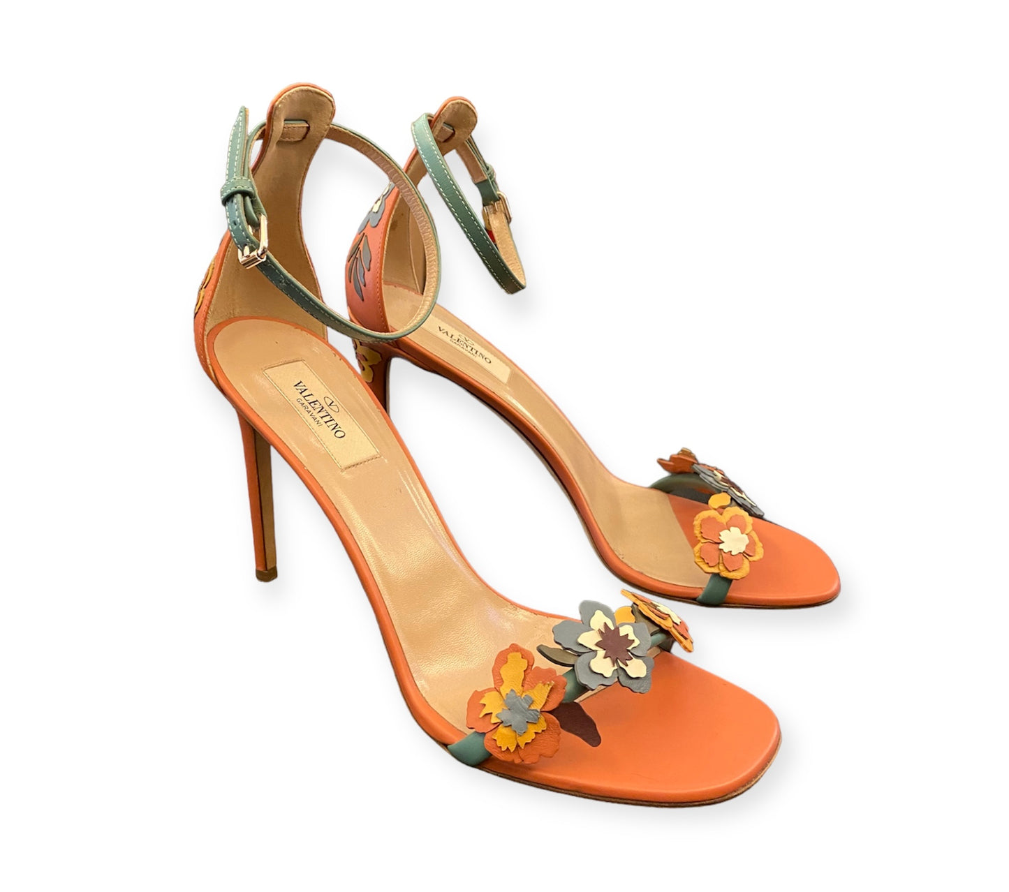 VALENTINO GARAVANI Floral Leather Sandals Size 39,5