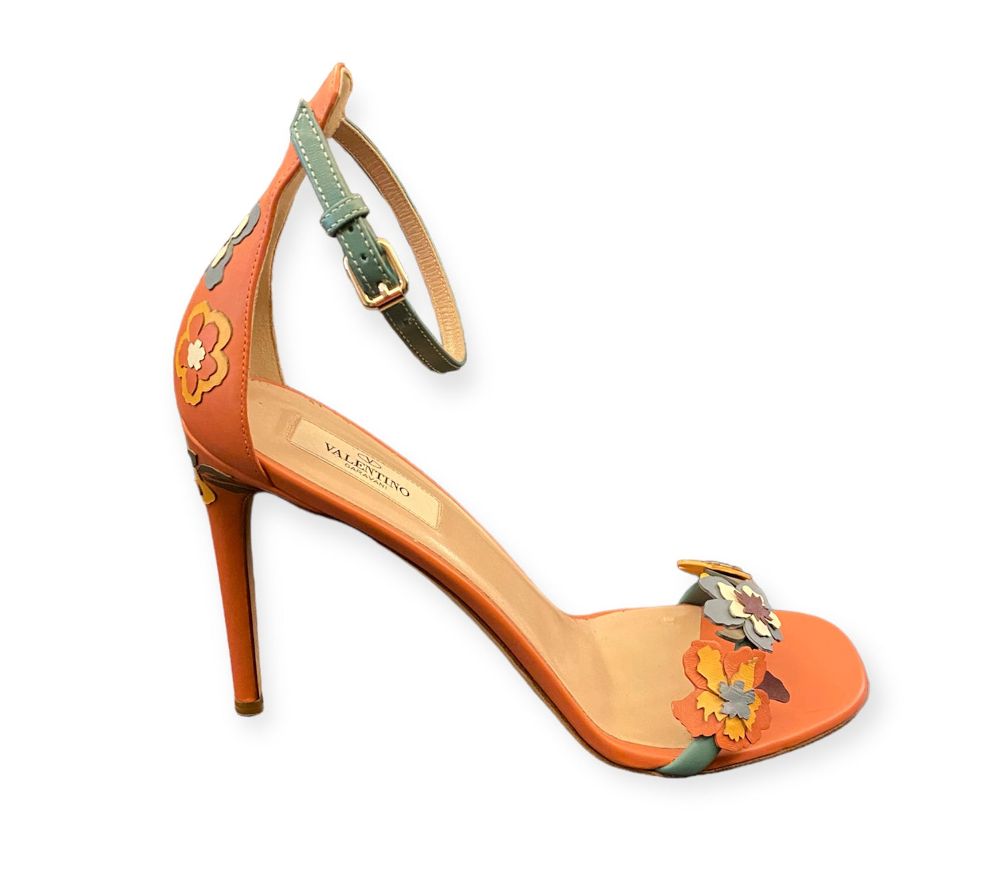 VALENTINO GARAVANI Floral Leather Sandals Size 39,5