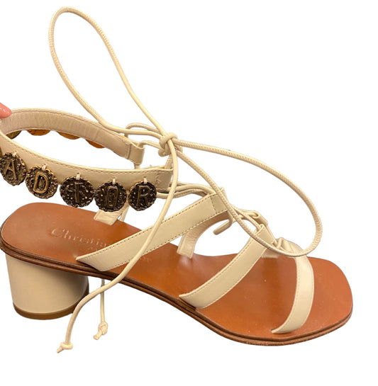 CHRISTIAN DIOR White Leather Zodiac Sandals Size 37,5