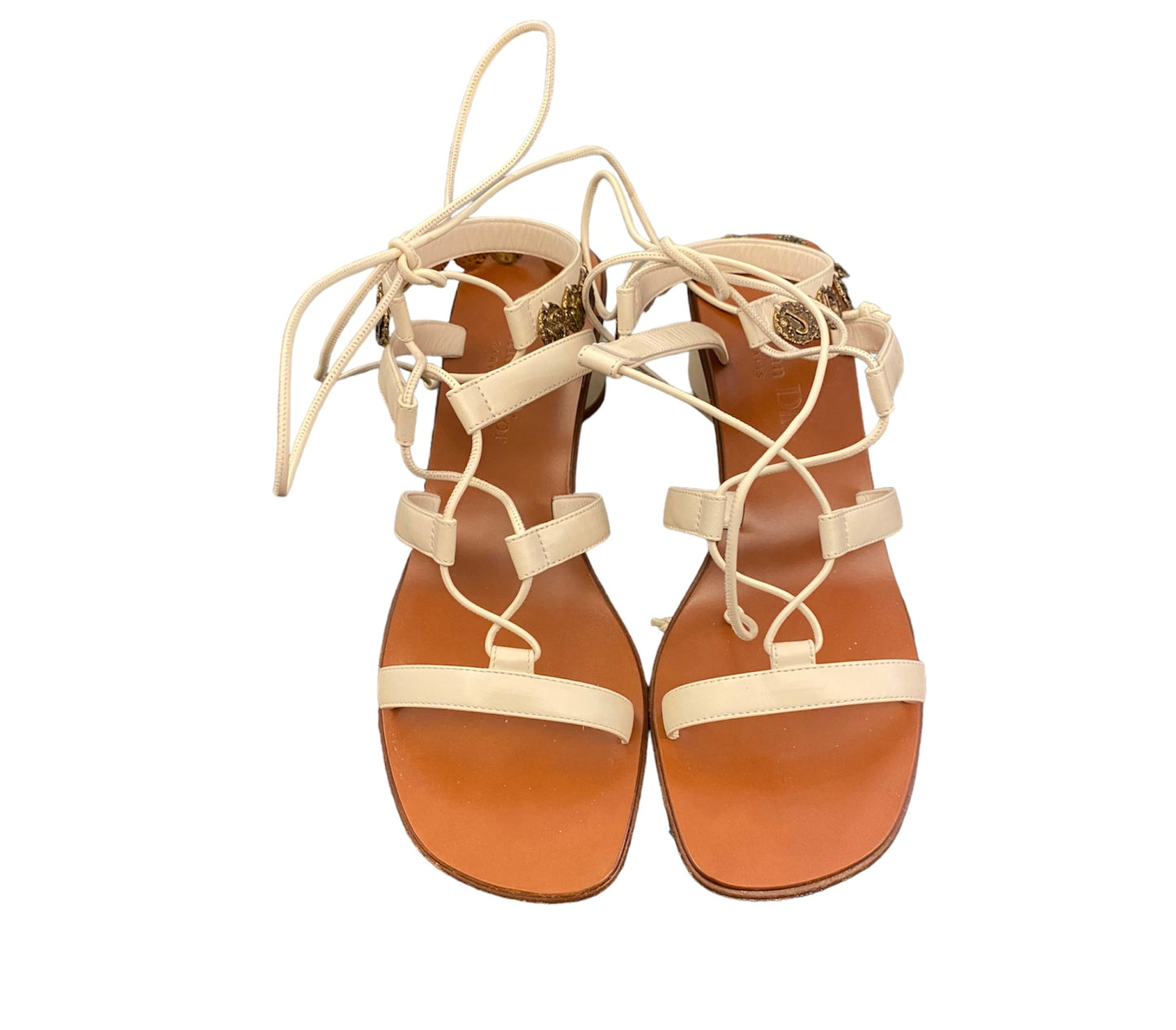 CHRISTIAN DIOR White Leather Zodiac Sandals Size 37,5