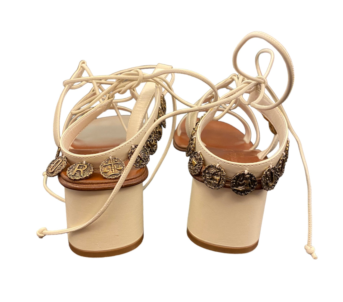 CHRISTIAN DIOR White Leather Zodiac Sandals Size 37,5