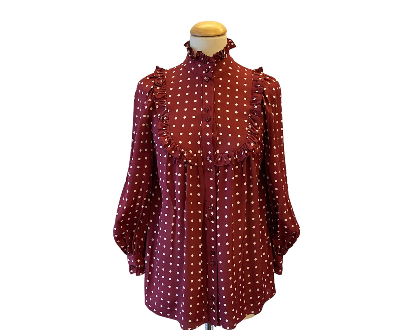 ZIMMERMANN Polka-dot Burgundy Blouse Size 0/ Eu 34