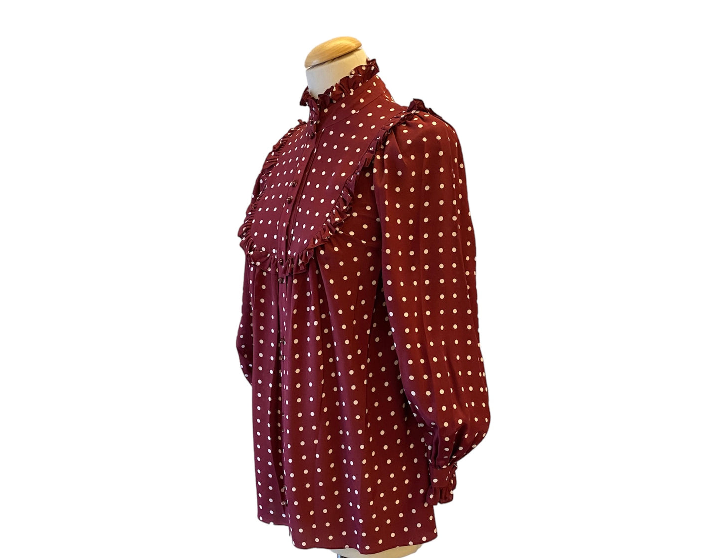 ZIMMERMANN Polka-dot Burgundy Blouse Size 0/ Eu 34