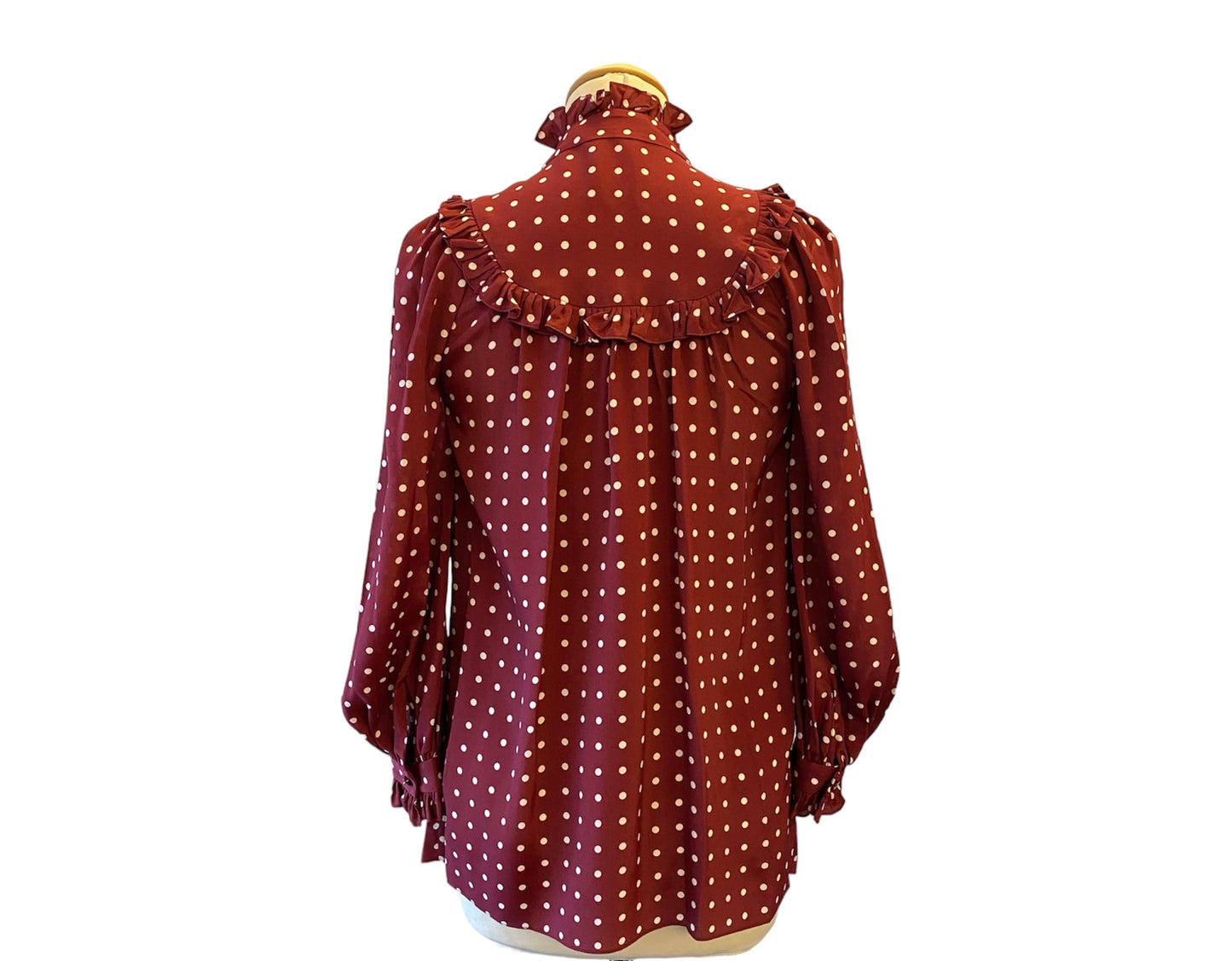 ZIMMERMANN Polka-dot Burgundy Blouse Size 0/ Eu 34