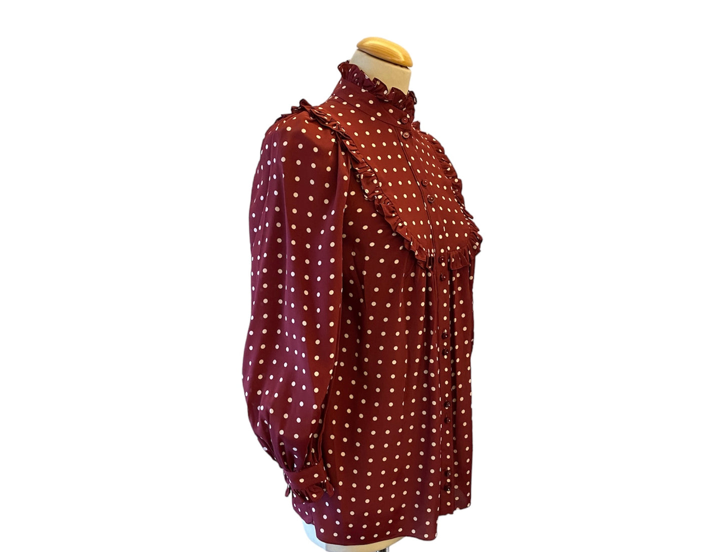 ZIMMERMANN Polka-dot Burgundy Blouse Size 0/ Eu 34