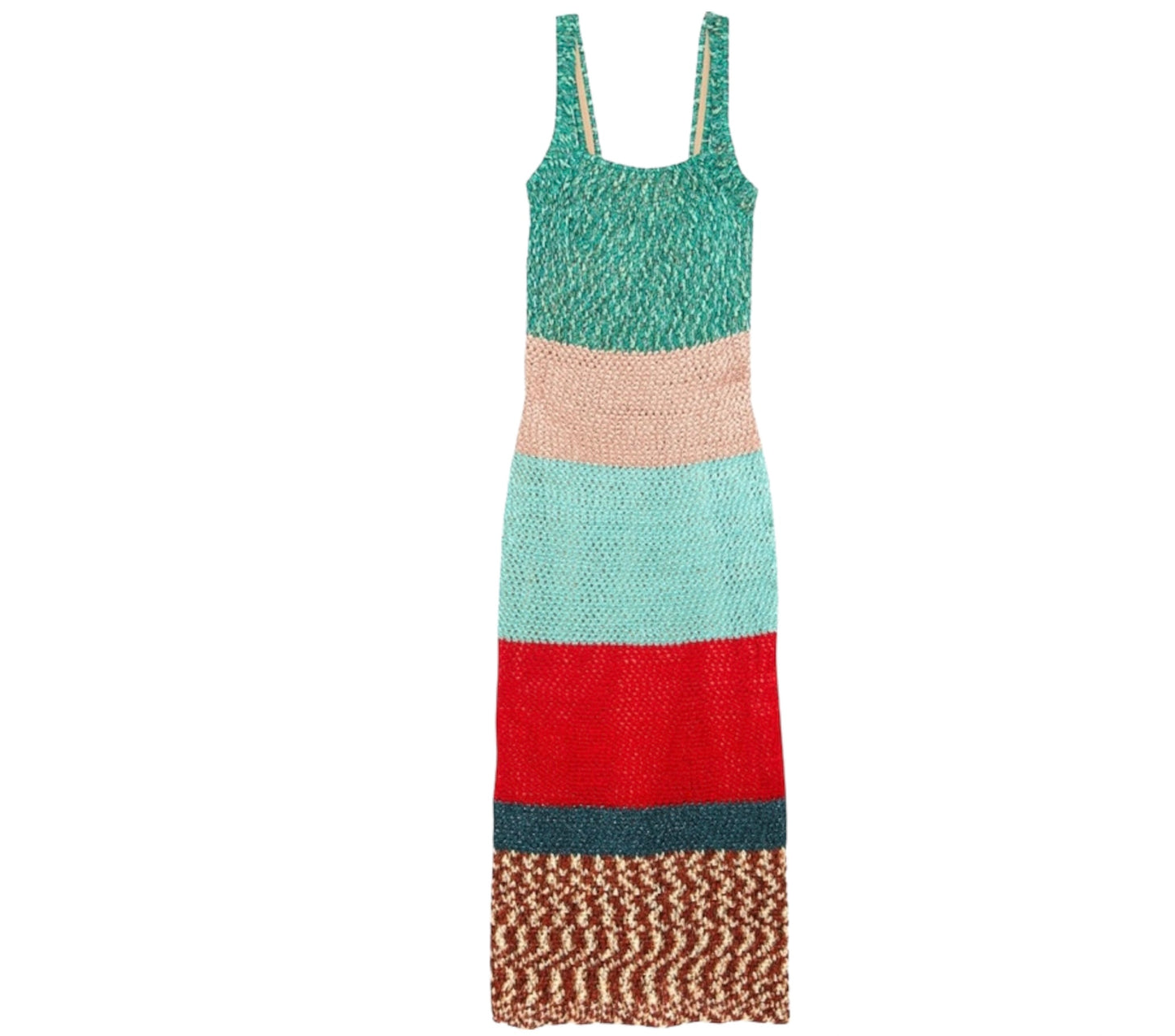 MISSONI Color-block Crochet-Knit Maxi Dress Size It 40 Eu 36