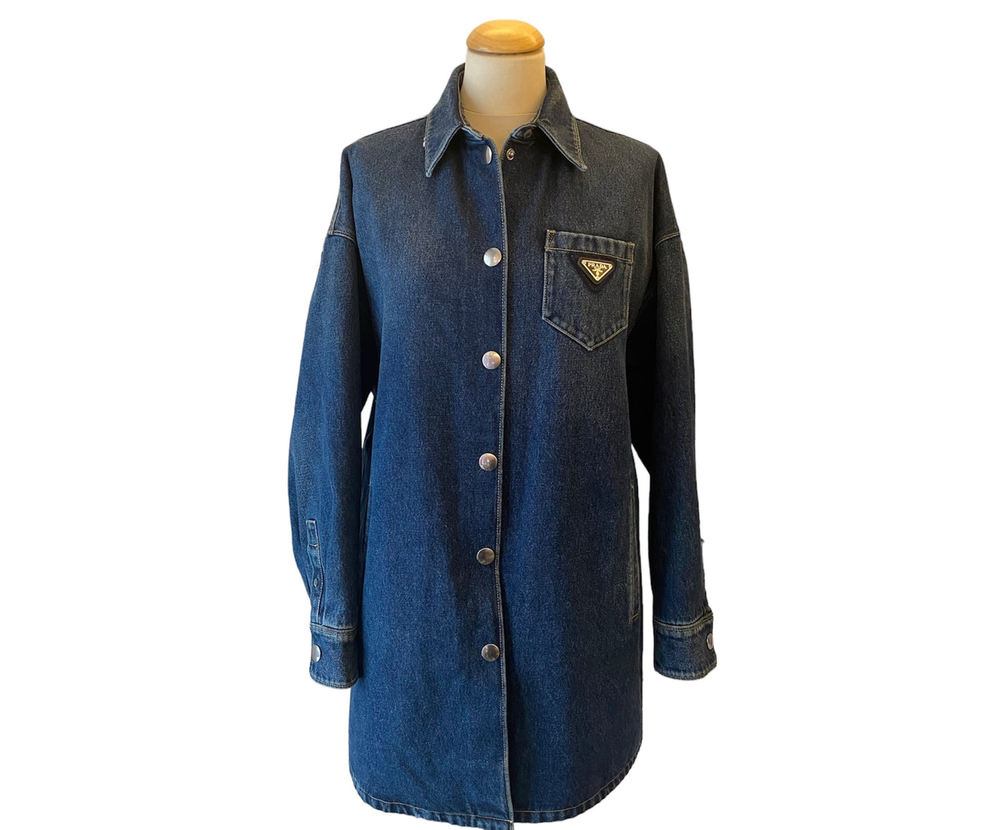 PRADA Padded Denim Jacket Blue Size It 40 Eu 36