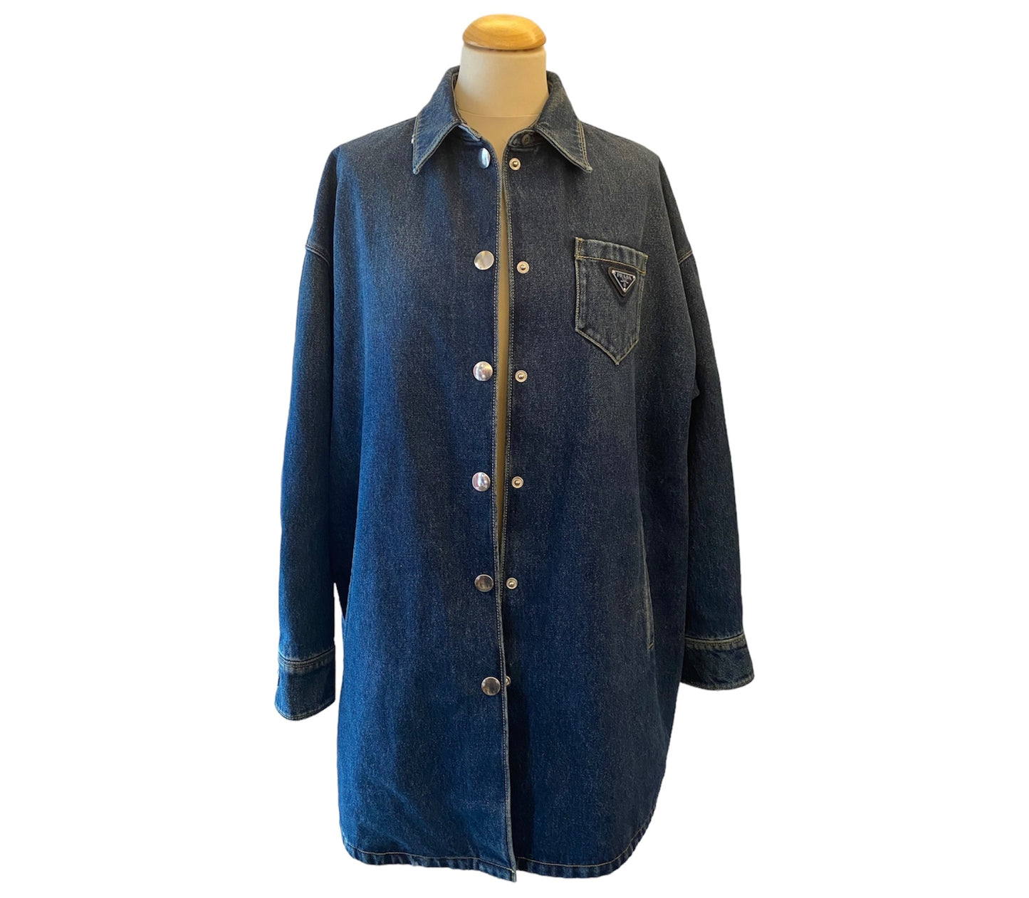 PRADA Padded Denim Jacket Blue Size It 40 Eu 36