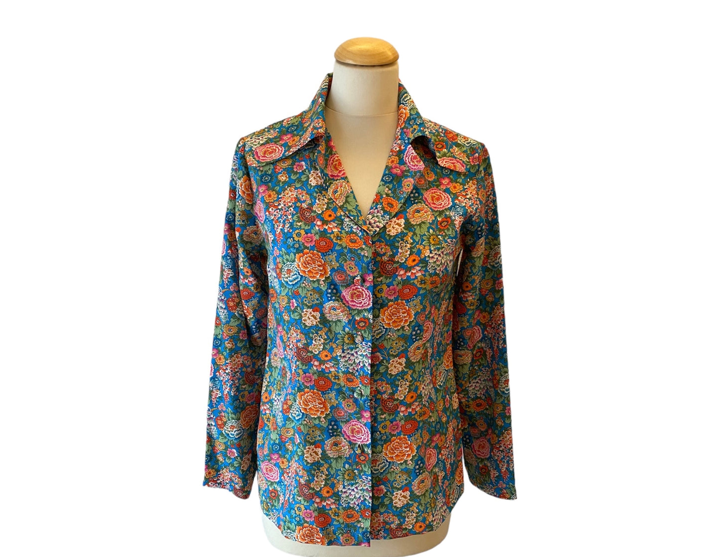 LA VESTE Floral Print Silk Blouse Size M