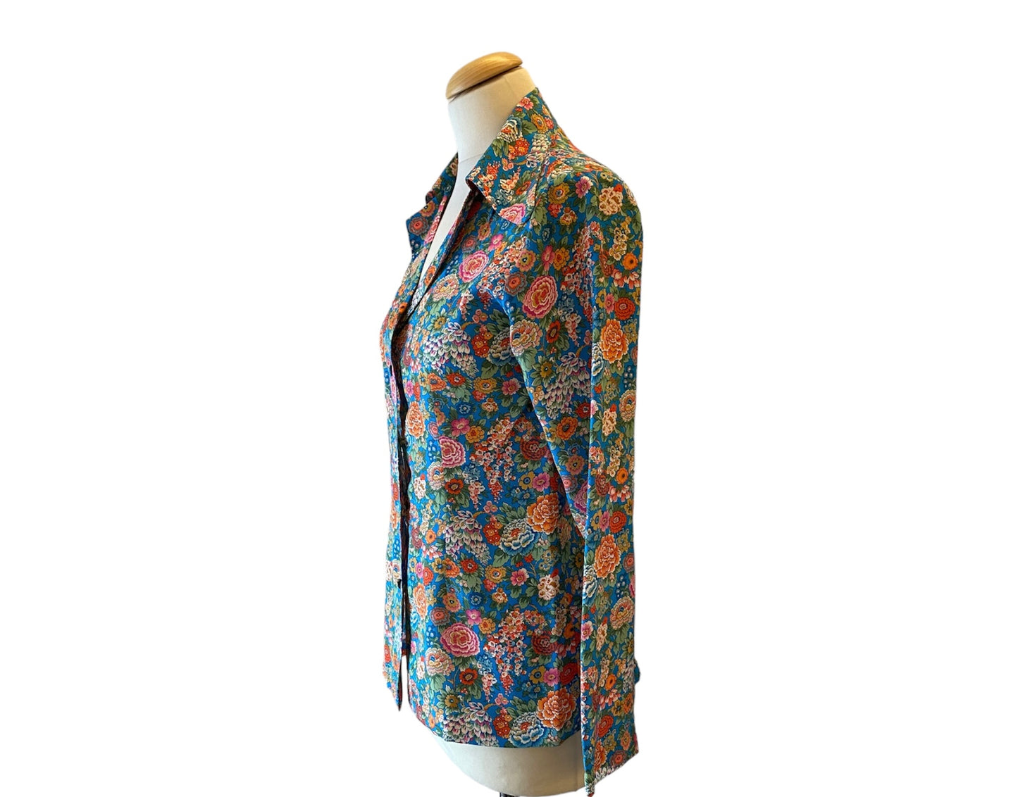 LA VESTE Floral Print Silk Blouse Size M