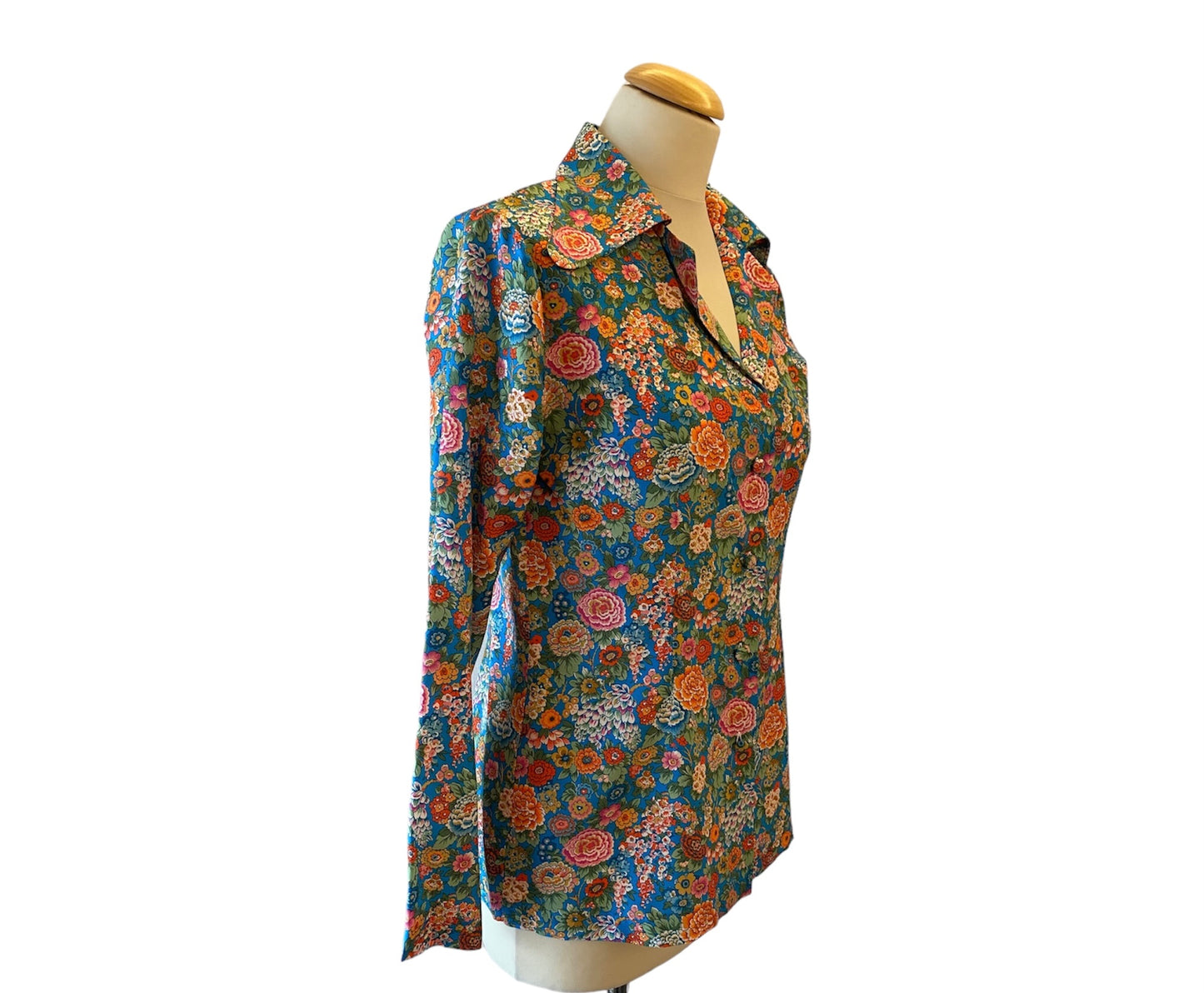 LA VESTE Floral Print Silk Blouse Size M