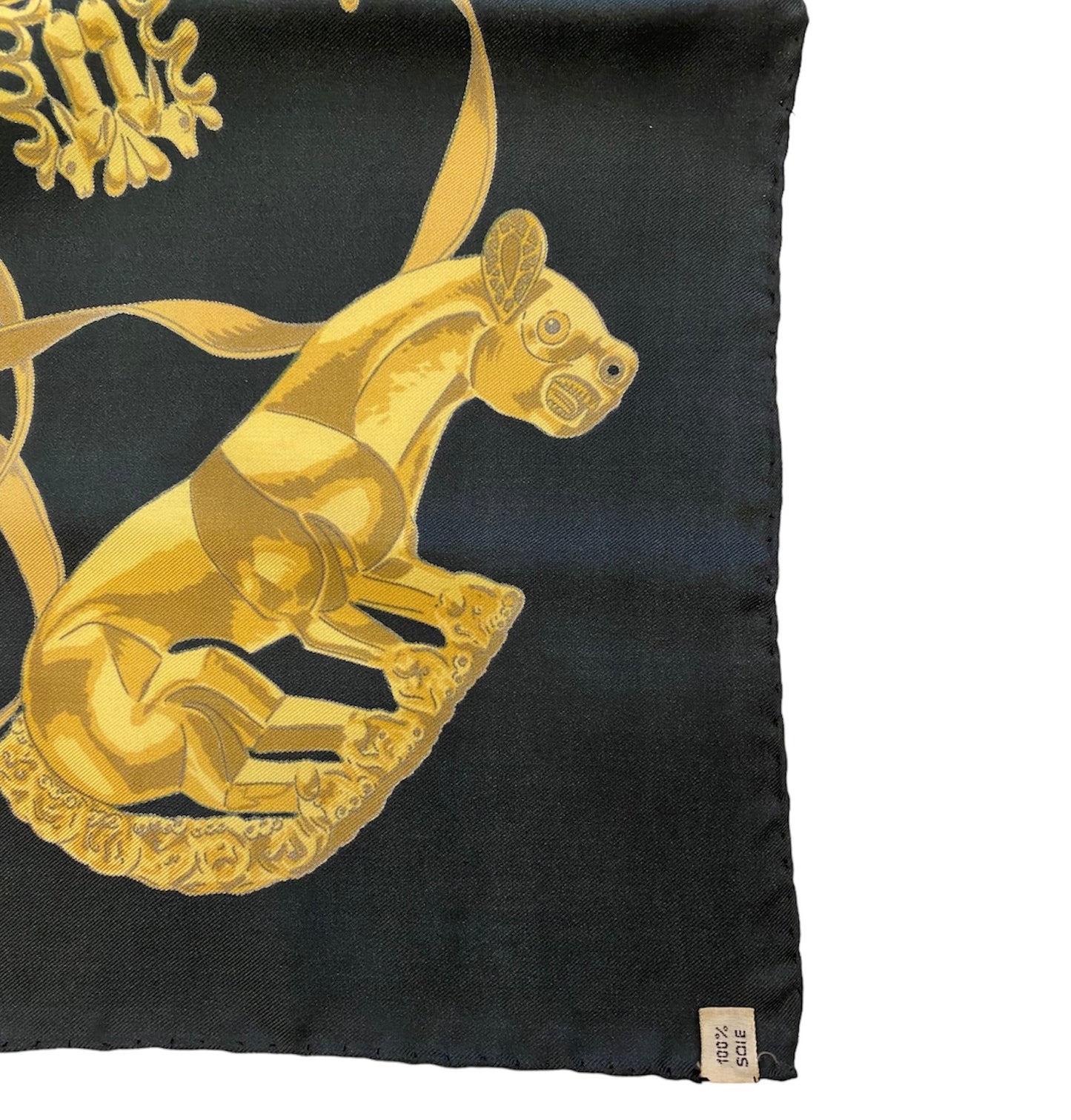 HERMÈS Vintage Silk Scarf “Les Cavaliers D’Or”