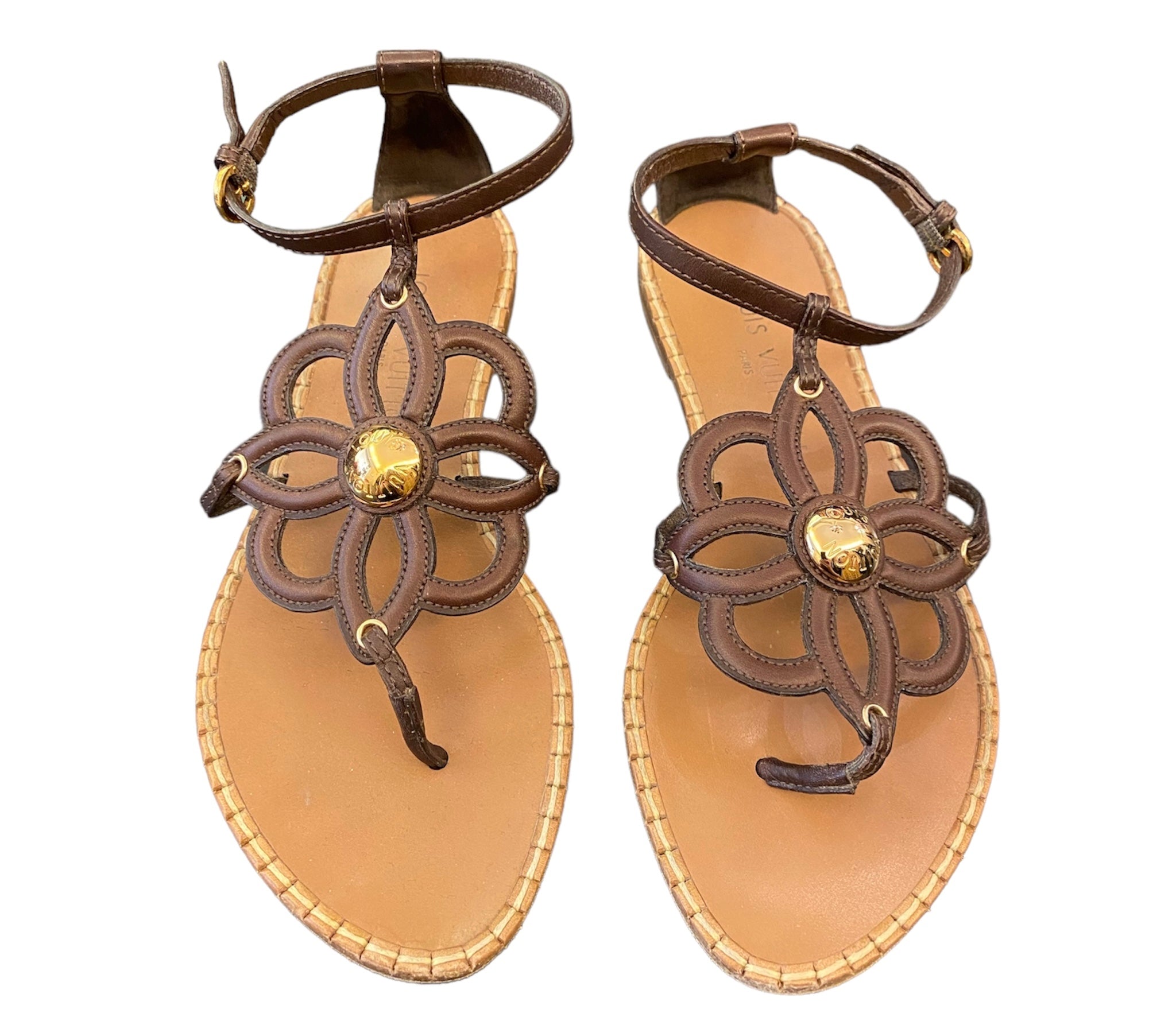 Louis shops vuitton sandals ankle strap