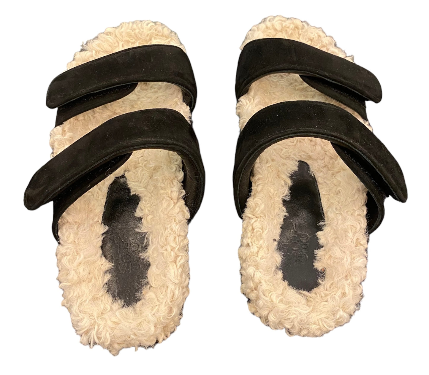 GIA BORGHINI Alvine Suede and Shearling Slides Size 39