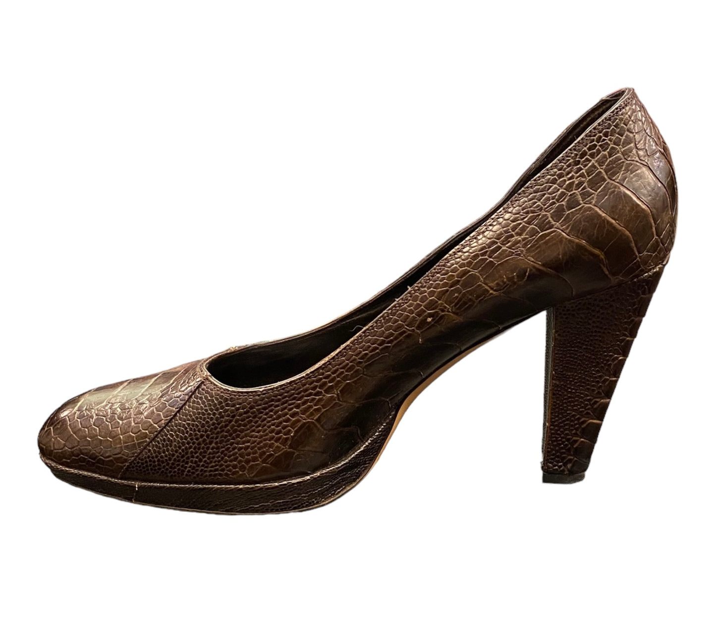 GUCCI Alligator Pattern Brown Pumps Size 39C