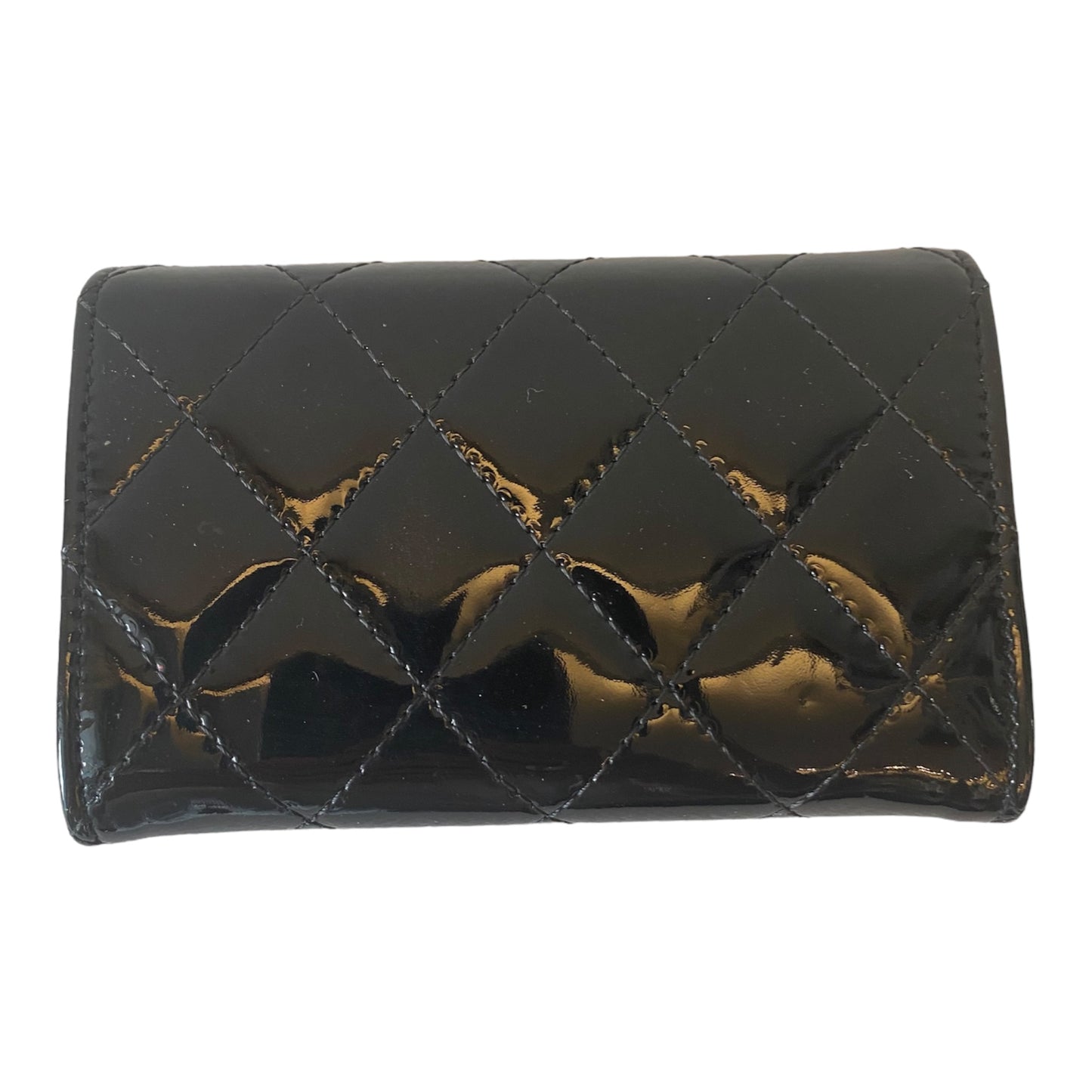 CHANEL Card Holder Patent Leather Black