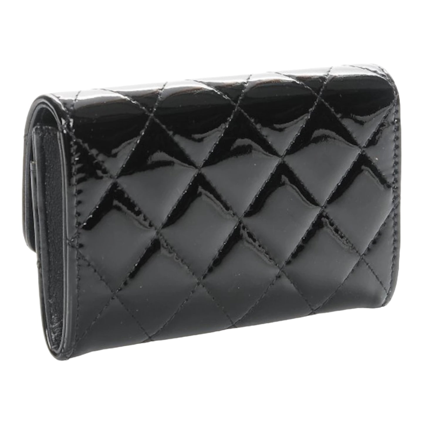 CHANEL Card Holder Patent Leather Black