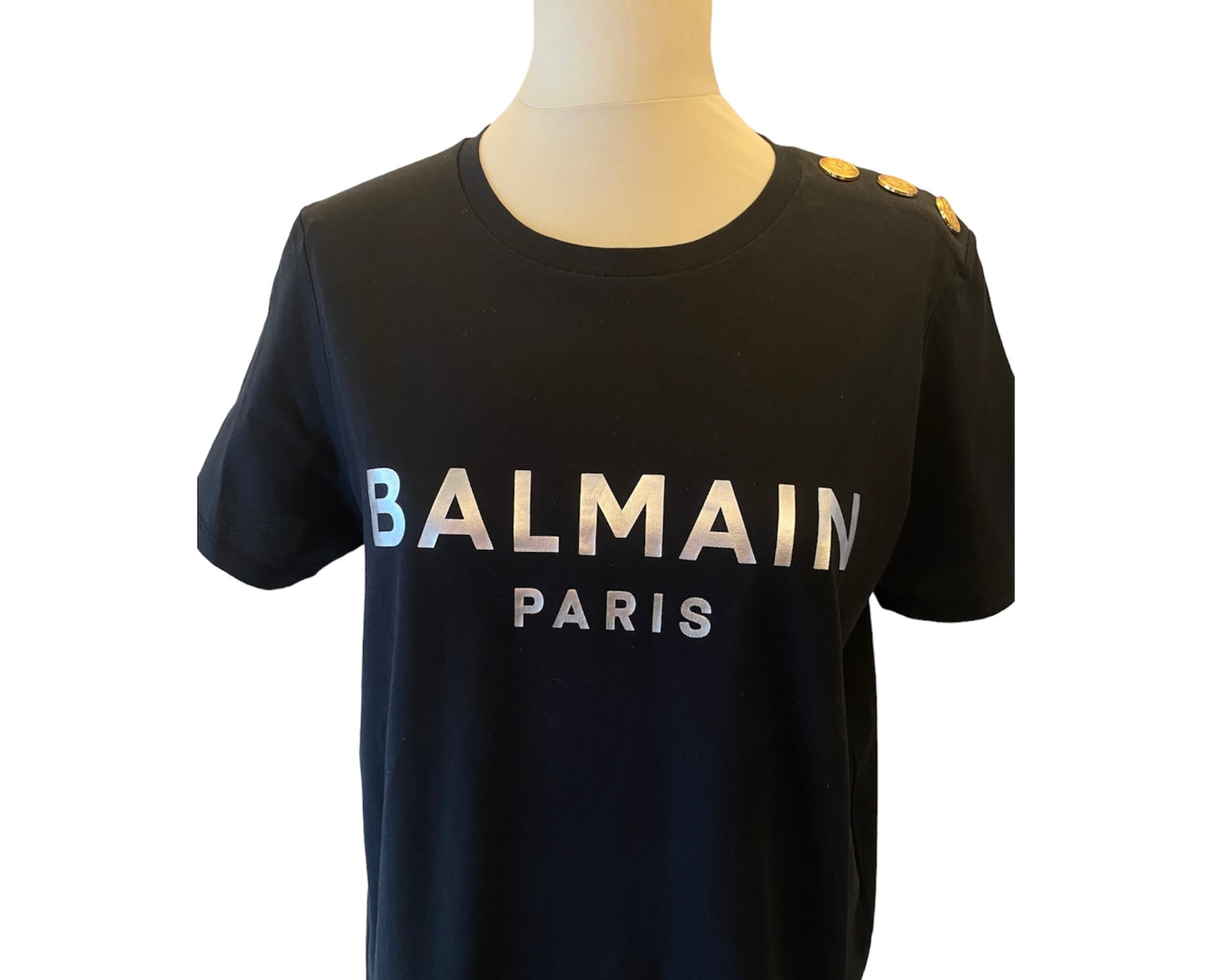 BALMAIN Black T-Shirt with Logo Print Size L