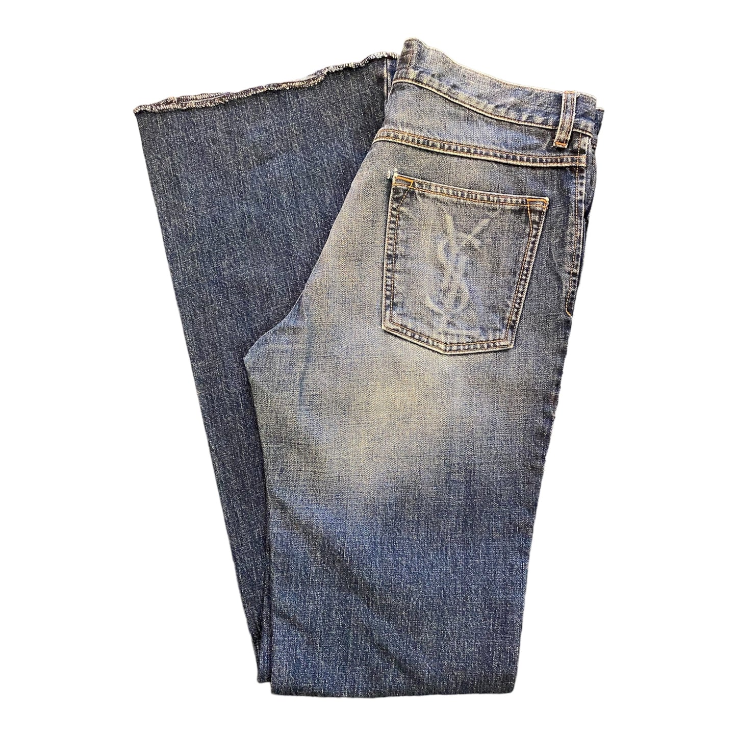 YVES SAINT LAURENT YSL Logo Blue Denim Jeans Size 40/42