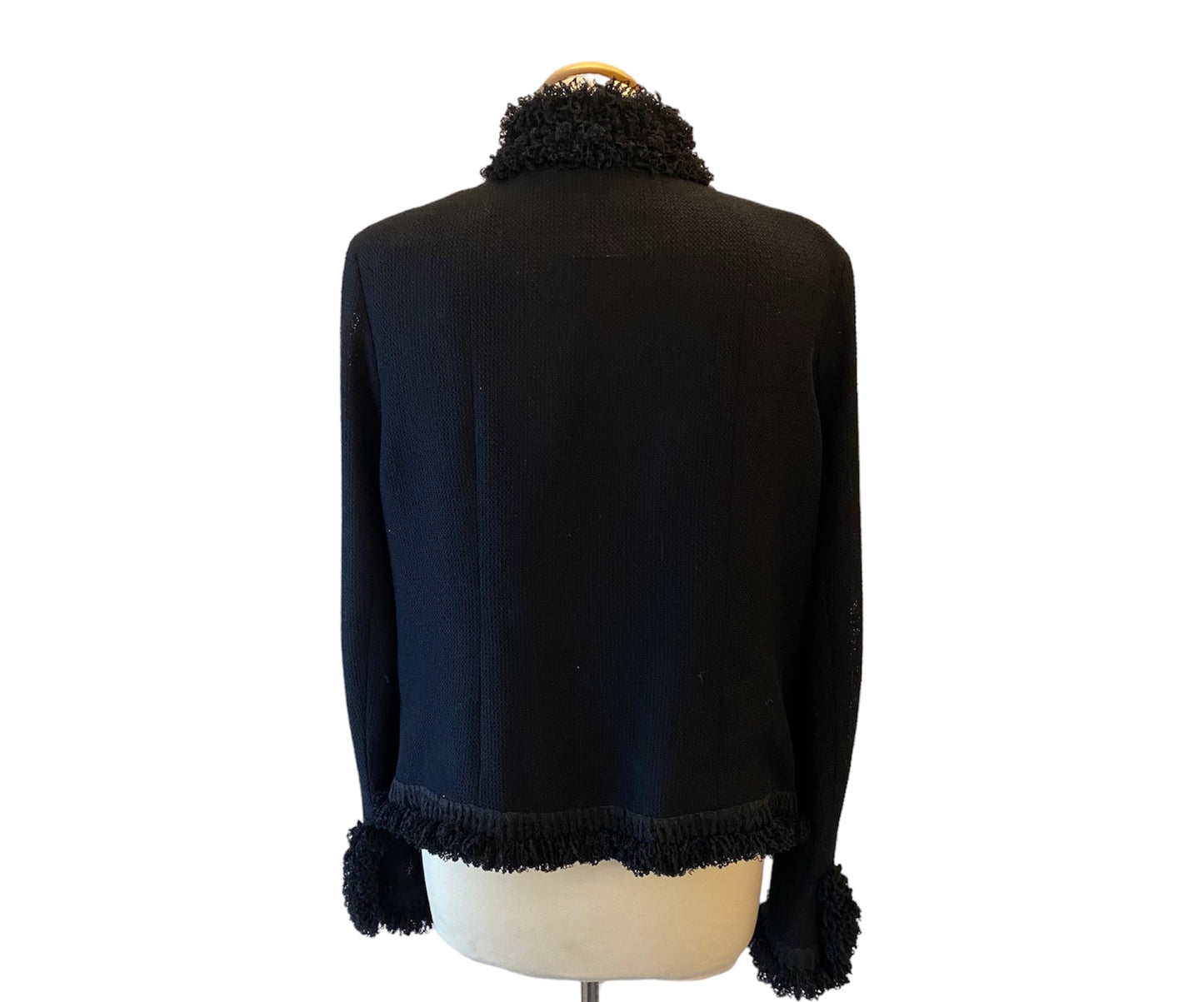 CHANEL Wool Black Jacket Size Fr 44 Eu 42